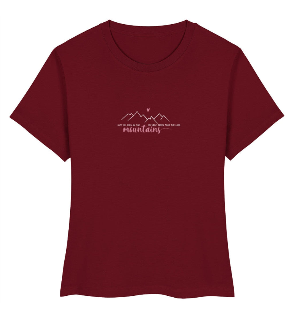 I lift my eyes on the mountains - Damen Premium Organic Shirt Stella Muser Shirt ST/ST Shirtee Burgundy XS 