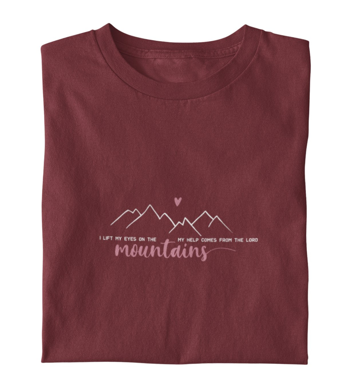 I LIFT MY EYES ON THE MOUNTAINS FRAUEN SHIRT Stella Muser Shirt ST/ST Shirtee Burgund XS 