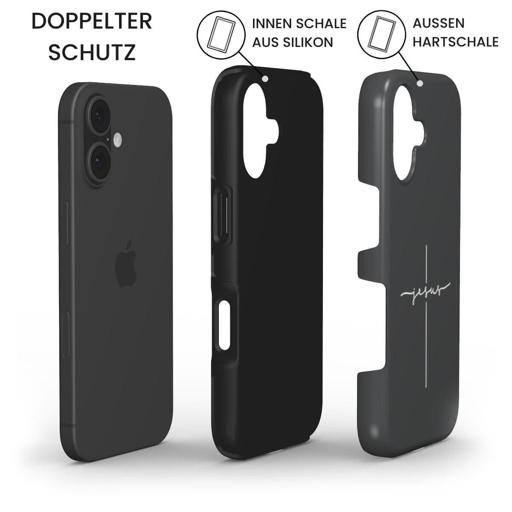 JESUS CROSS robuste Handyhülle in Anthrazit Tech Accessories Podbase 