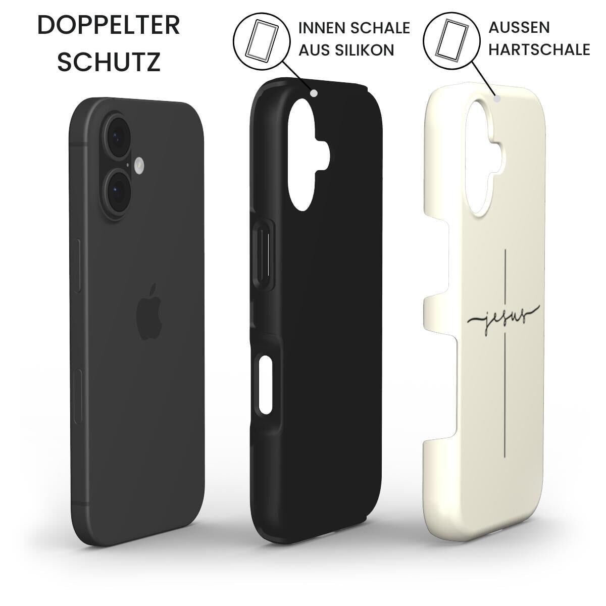 JESUS CROSS robuste Handyhülle in Cremeweiß Tech Accessories Podbase 