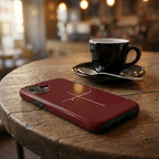 JESUS CROSS robuste Handyhülle in Dunkelrot Tech Accessories Podbase 