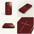 JESUS CROSS robuste Handyhülle in Dunkelrot Tech Accessories Podbase 
