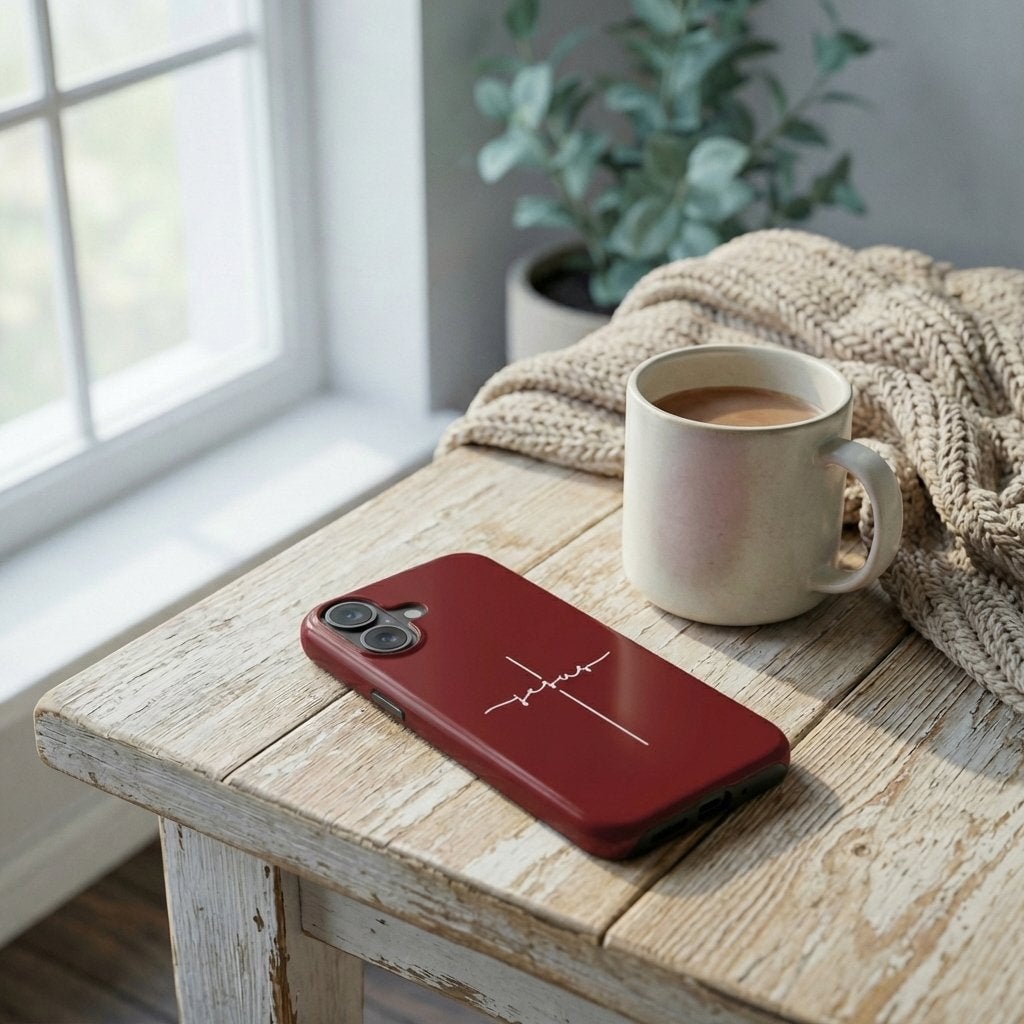 JESUS CROSS robuste Handyhülle in Dunkelrot Tech Accessories Podbase 