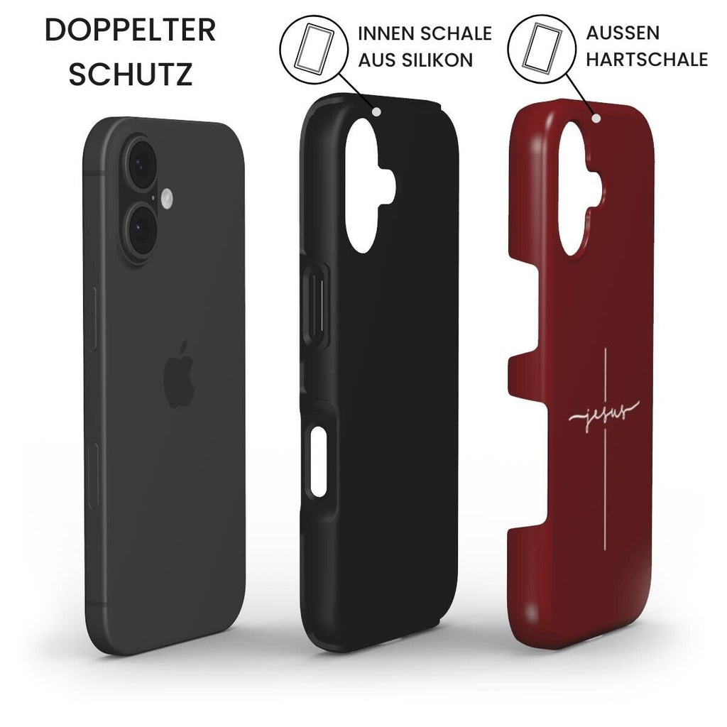 JESUS CROSS robuste Handyhülle in Dunkelrot Tech Accessories Podbase 