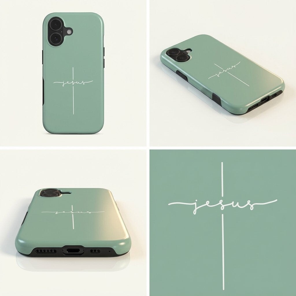 JESUS CROSS robuste Handyhülle in Eukalyptus Tech Accessories Podbase 