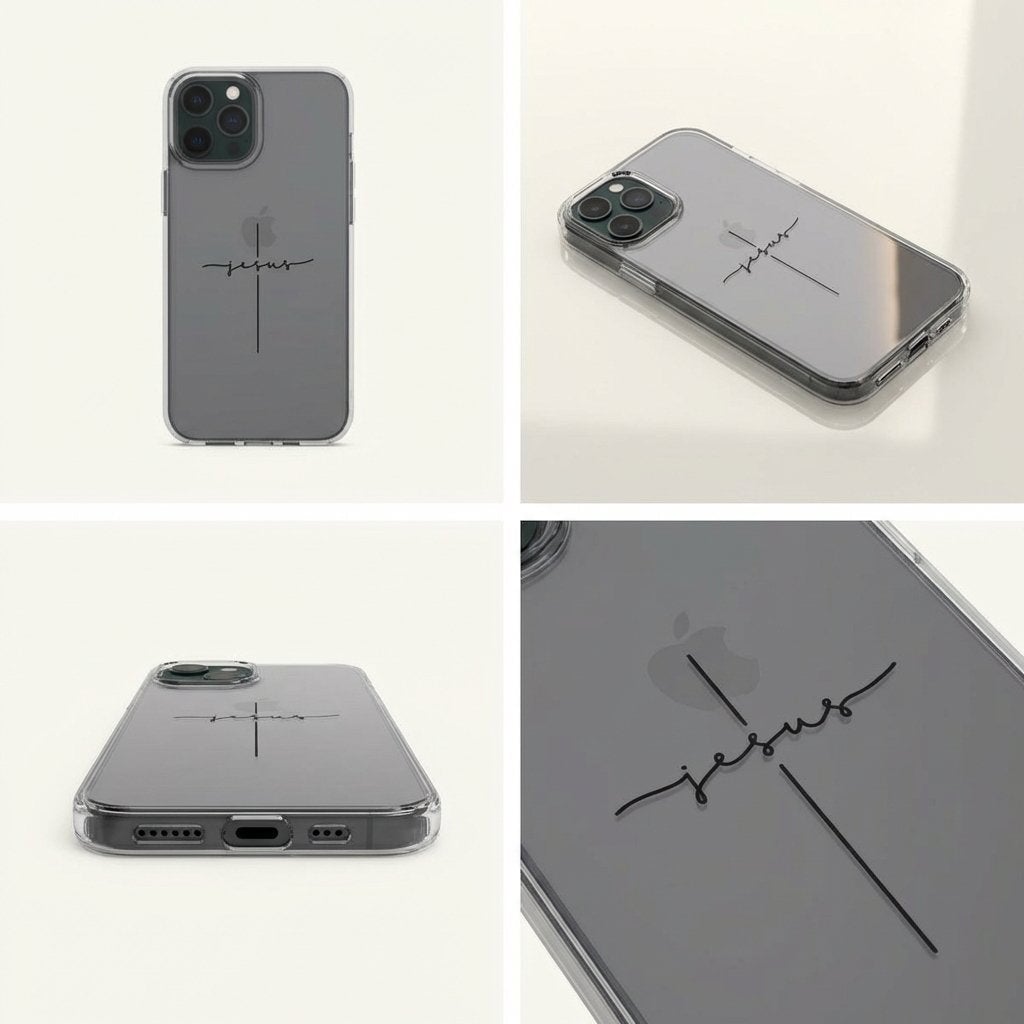 JESUS CROSS transparente Handyhülle mit schwarzem Druck Tech Accessories Podbase 