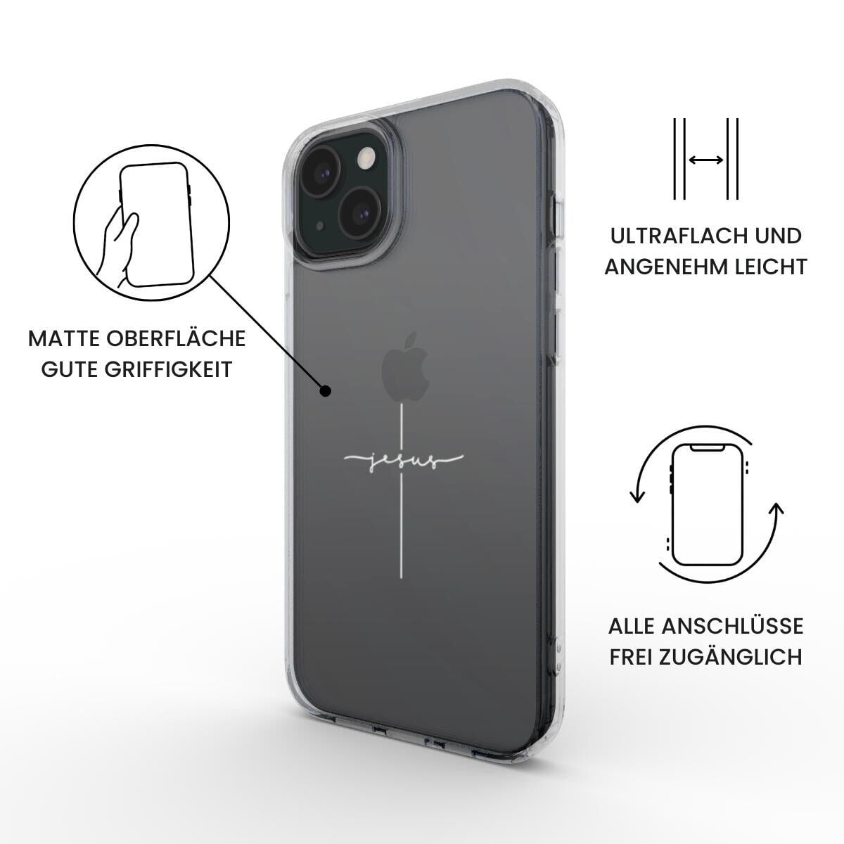 JESUS CROSS transparente Handyhülle mit weißem Druck Tech Accessories Podbase 