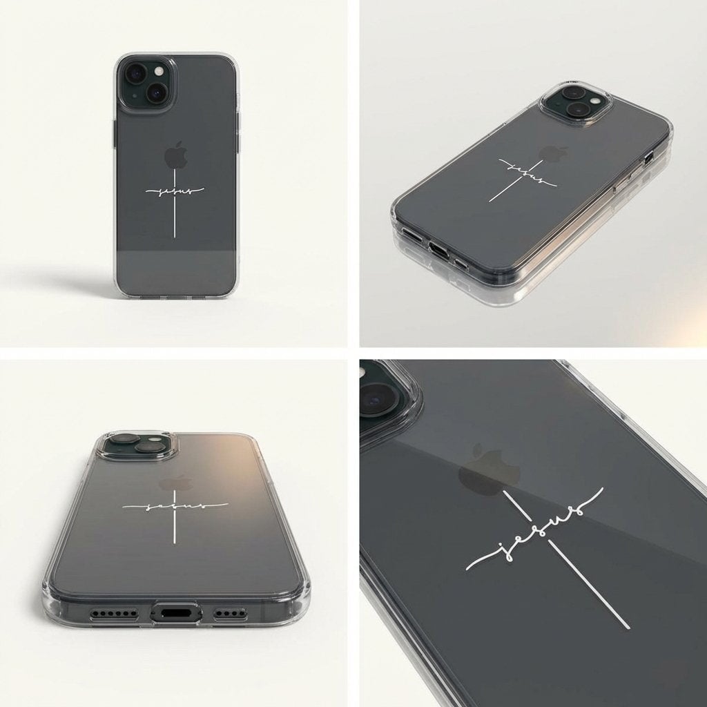 JESUS CROSS transparente Handyhülle mit weißem Druck Tech Accessories Podbase 