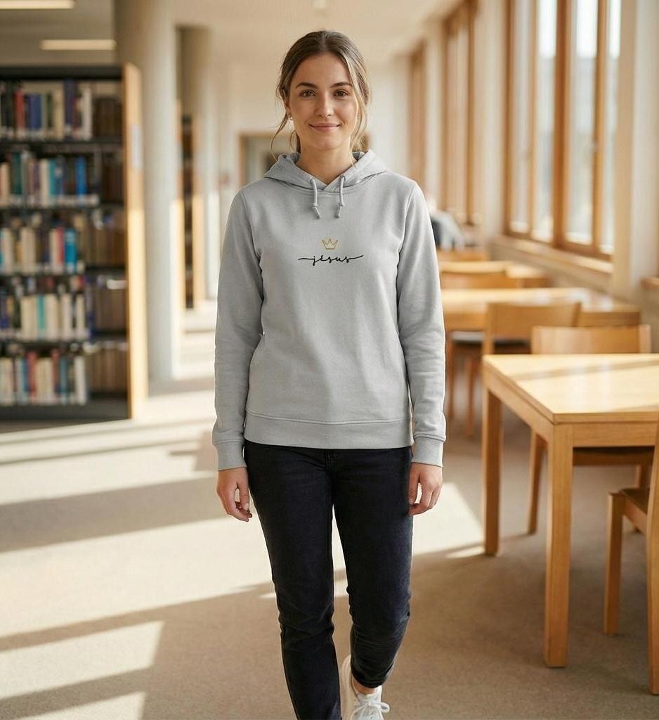 JESUS IS KING FRAUEN HOODIE FRANZÖSISCH Damen Organic Hoodie B&C Shirtee 