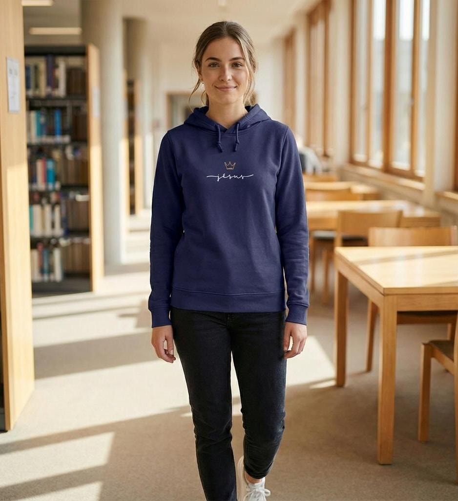 JESUS IS KING FRAUEN HOODIE FRANZÖSISCH Damen Organic Hoodie B&C Shirtee 