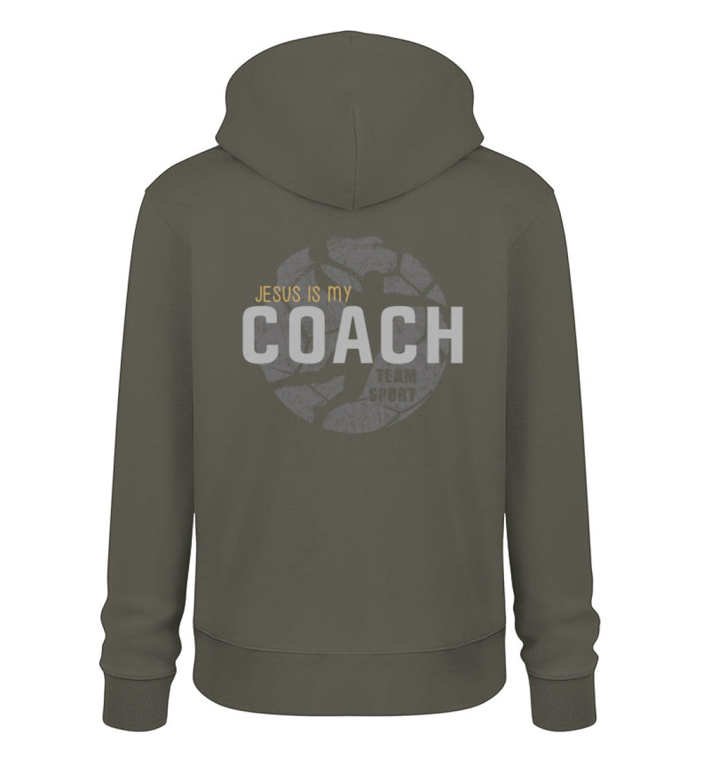 JESUS IS MY COACH HOODIE BACKPRINT - Unisex Organic Hoodie 2.0 ST/ST Cruiser Hoodie 2.0 ST/ST Shirtee Khaki XS 