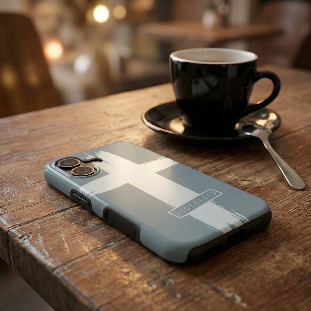 JUSTIFIED robuste Handyhülle in Blau Tech Accessories Podbase 