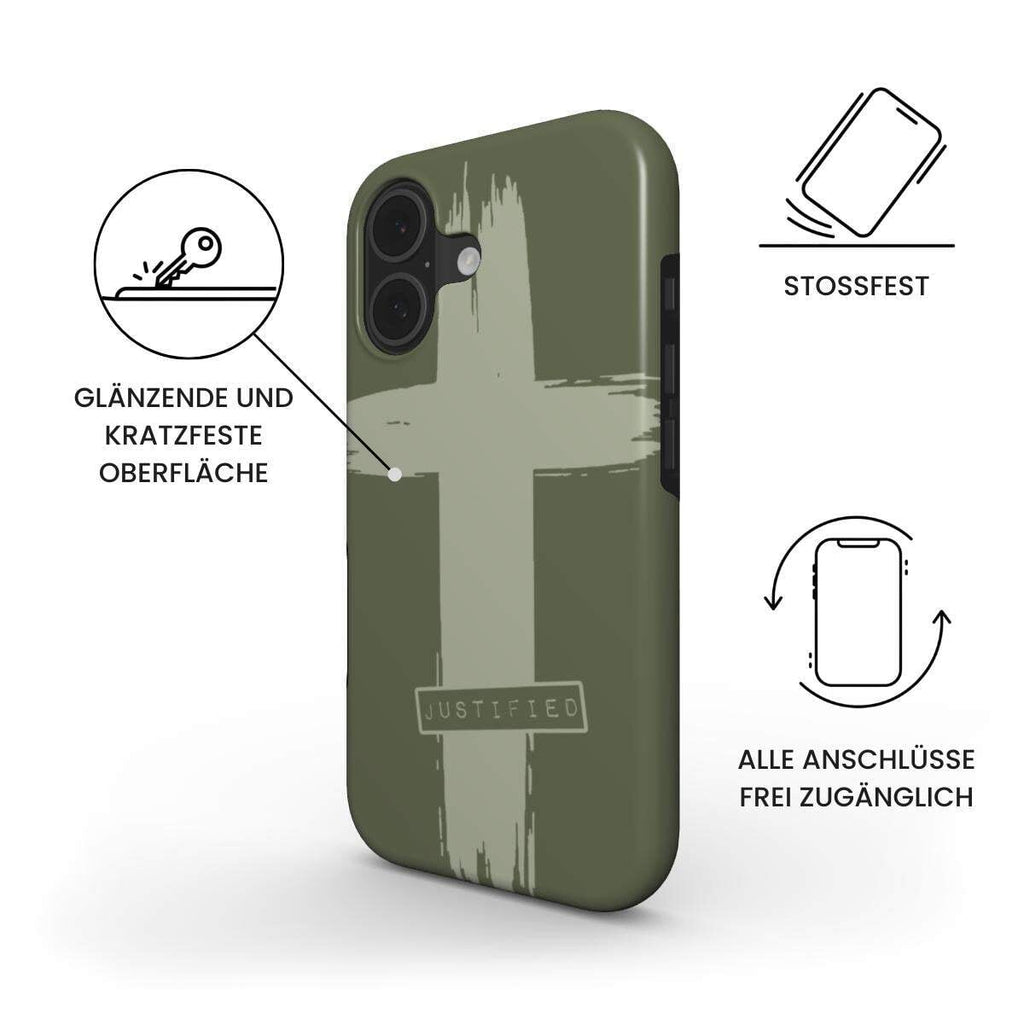 JUSTIFIED robuste Handyhülle in Grün Tech Accessories Podbase 