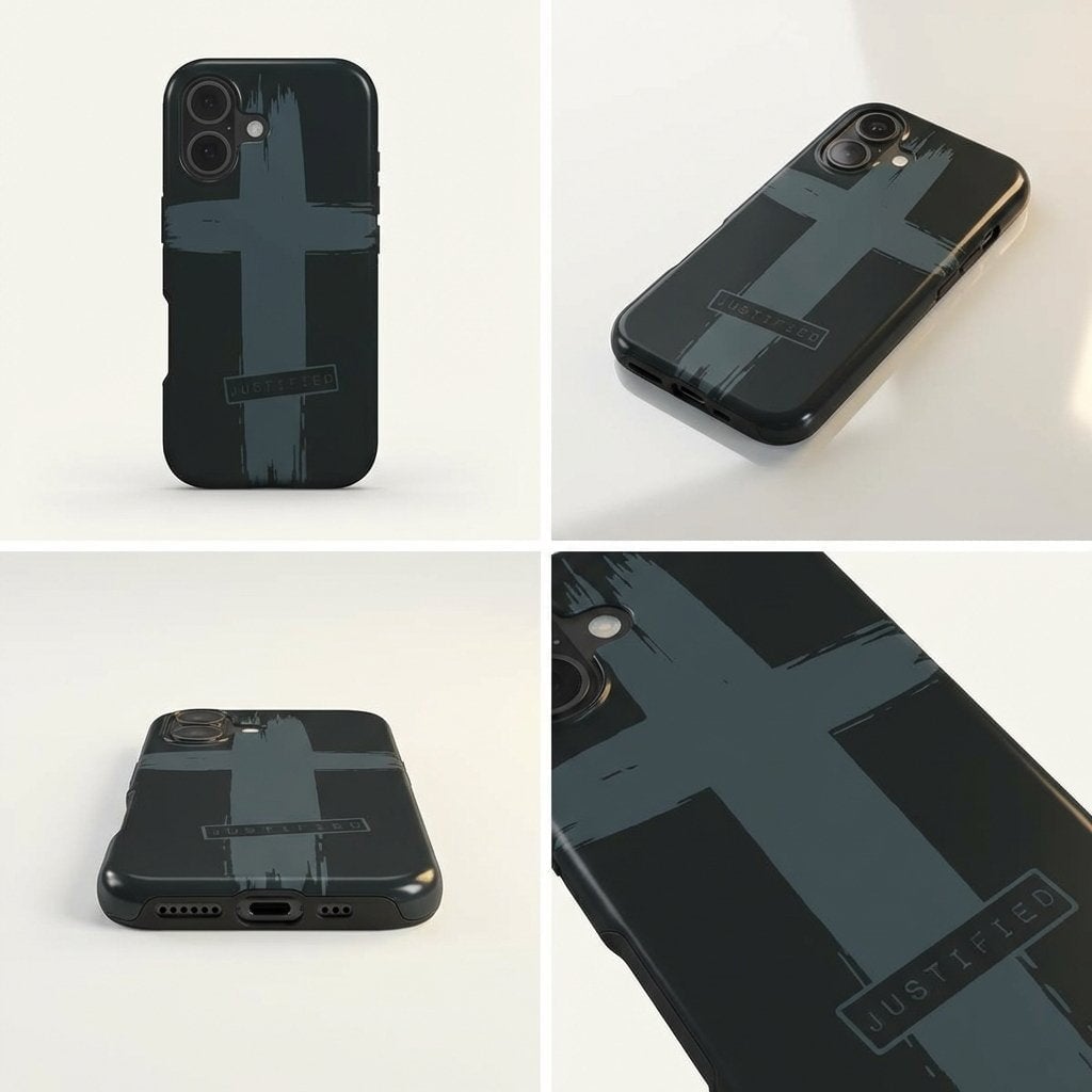 JUSTIFIED robuste Handyhülle in Schwarz Tech Accessories Podbase 