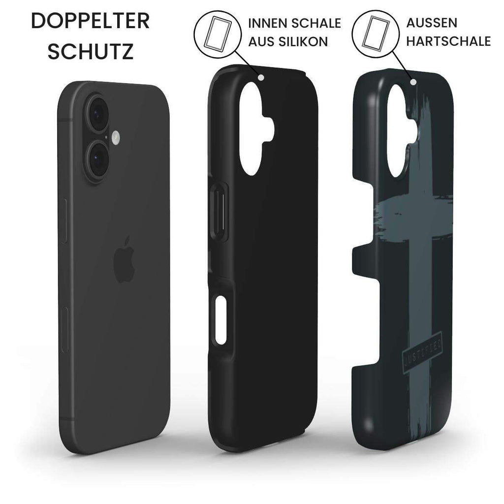 JUSTIFIED robuste Handyhülle in Schwarz Tech Accessories Podbase 