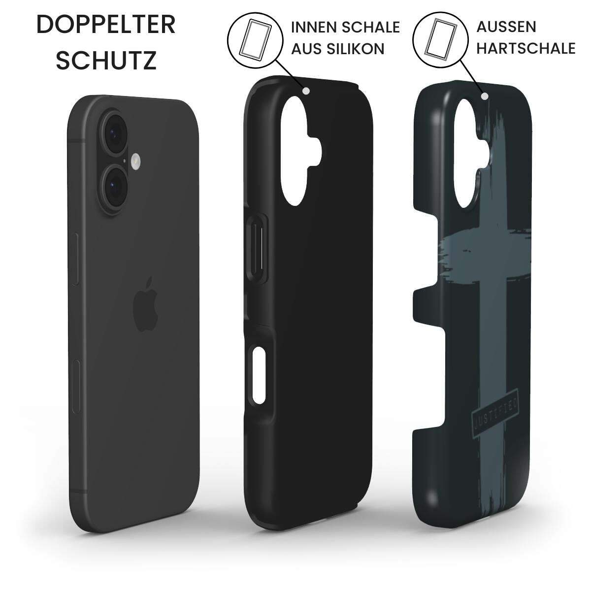 JUSTIFIED robuste Handyhülle in Schwarz Tech Accessories Podbase 