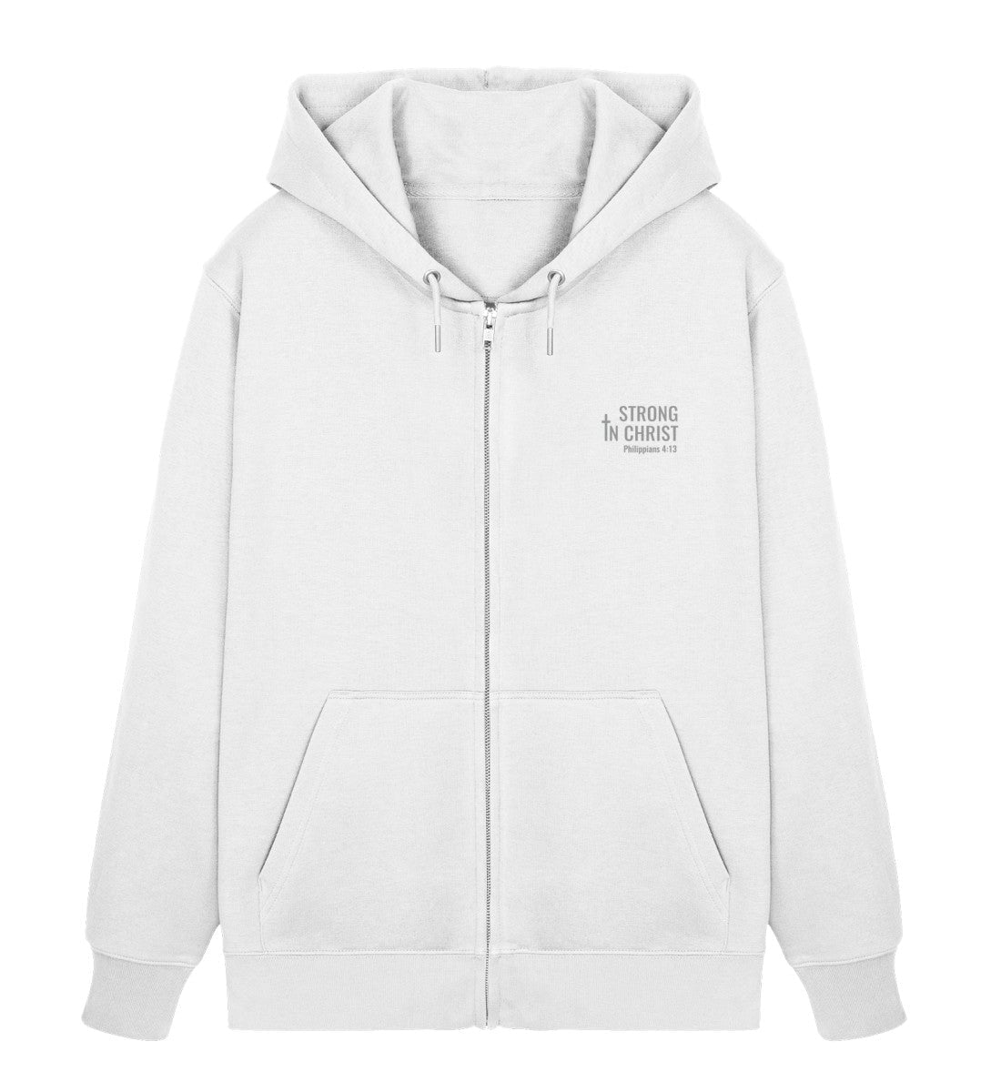 STRONG IN CHRIST ZIPPER - Unisex Organic Zipper 2.0 ST/ST Connector Zipper 2.0 ST/ST Shirtee White XS 